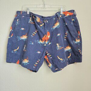 Polo Ralph Lauren Retro Print Water Sports Classic Fit 6" Linen Blend Shorts 42